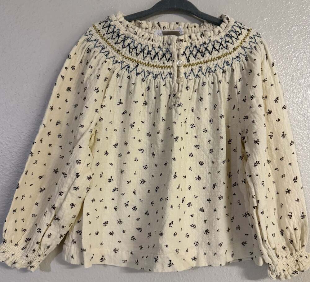 Zara toddler Floral Print Smocked Peasant Blouse